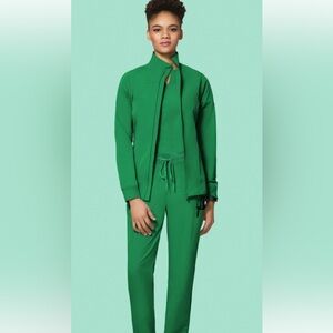Mandala Green Scrub Top, jacket and pants